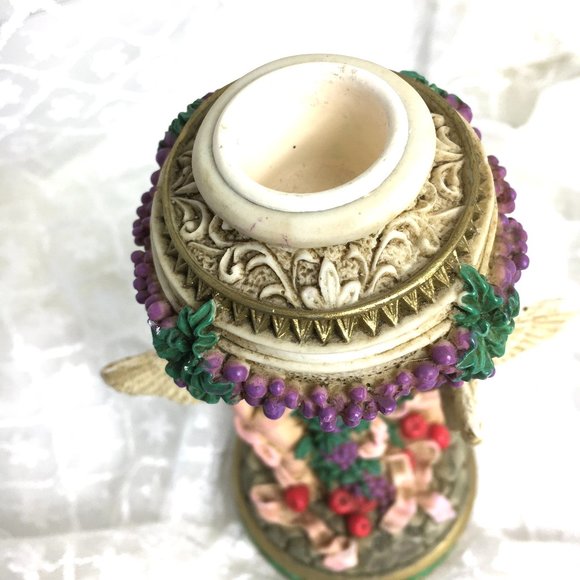Cupids Angels Resin Romantic Candle Stick Holder Vtg - Picture 6 of 15